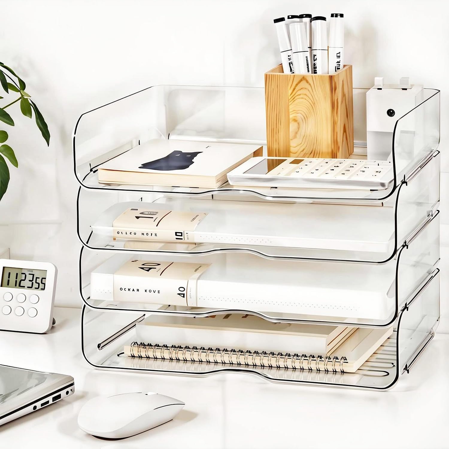 Large Capacity Desk Organizer 4 Tier Paper Organizer File Organizer for Desk Stackable Paper Tray for Office Home and School 9900₽