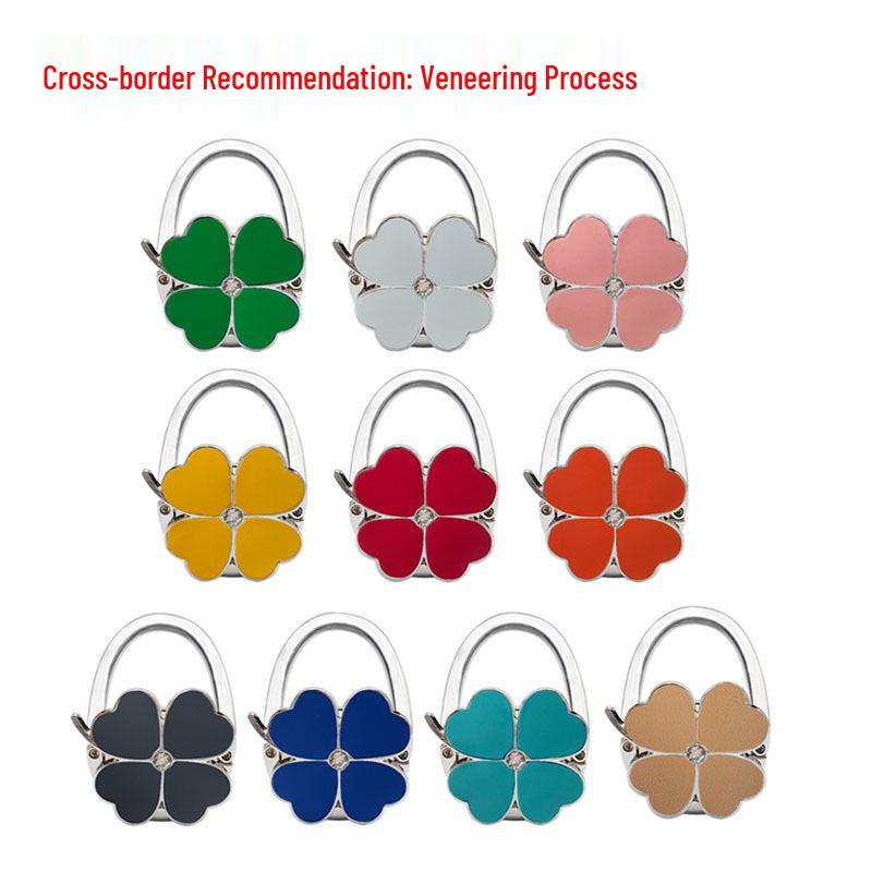 Four-Leaf Clover Enamel Handbag Hook - Zinc Alloy Hanger