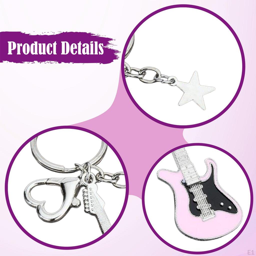 Guitar Keychain Pendant Party Favor Music Chain for Women Men Bag Purse