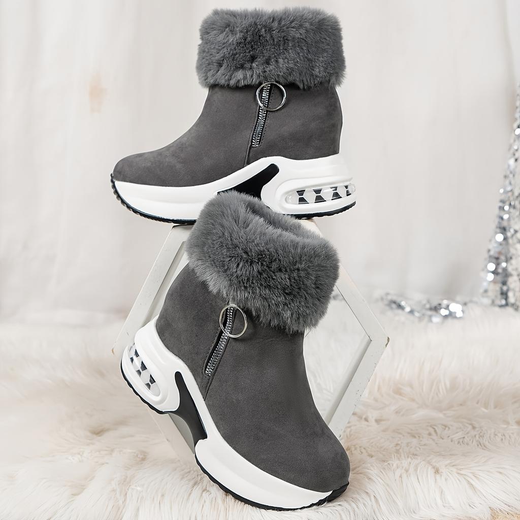 Snow Boots for Women,  Winter New Korean Version Suede Short Tube with Plush Insulation and Height Increasing Cotton Boots