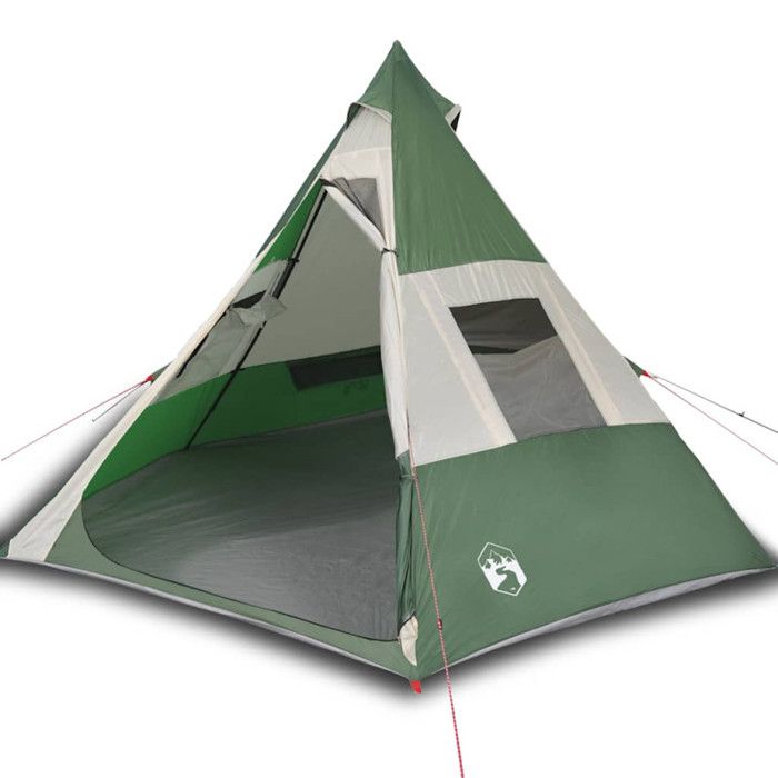 Tente de camping - vidaXL - Tipi 7 personnes - Imperméable - Vert - Léger et portable