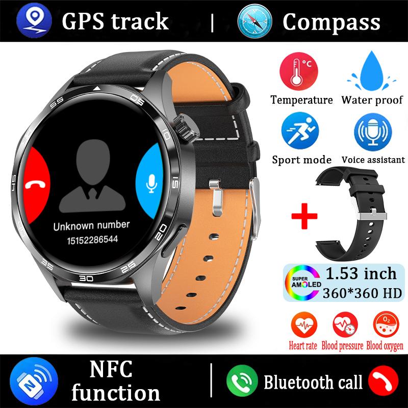 

2025 Новые умные часы GT5 PRO для мужчин, часы 5 Pro, AMOLED, HD-экран, Bluetooth, вызов, GPS, траектория, NFC, компас сердечного ритма, умные часы Leather belt