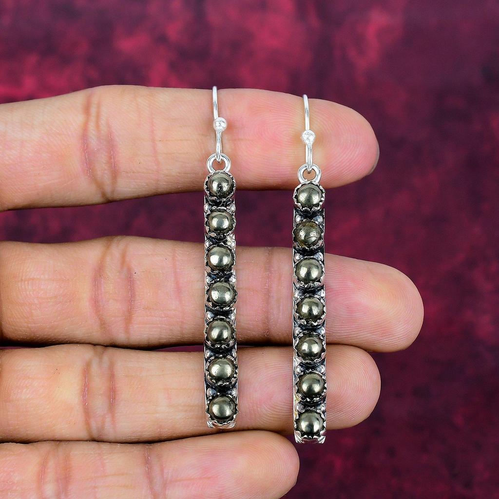 Golden Pyarite Earrings, 925 Sterling Silver Jewelry, Gift For Women Handmade Earrings Gemstone Jewelry