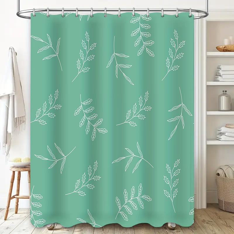 Green Pattern Shower Curtain Waterproof Bathroom Decor Home Decoration