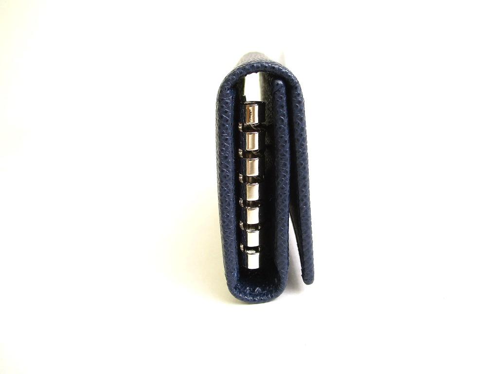 Authentic BVLGARI Navy Blue Leather BVLGARIBVLGARI 6 Pics Key Cases #9681  Refurbished