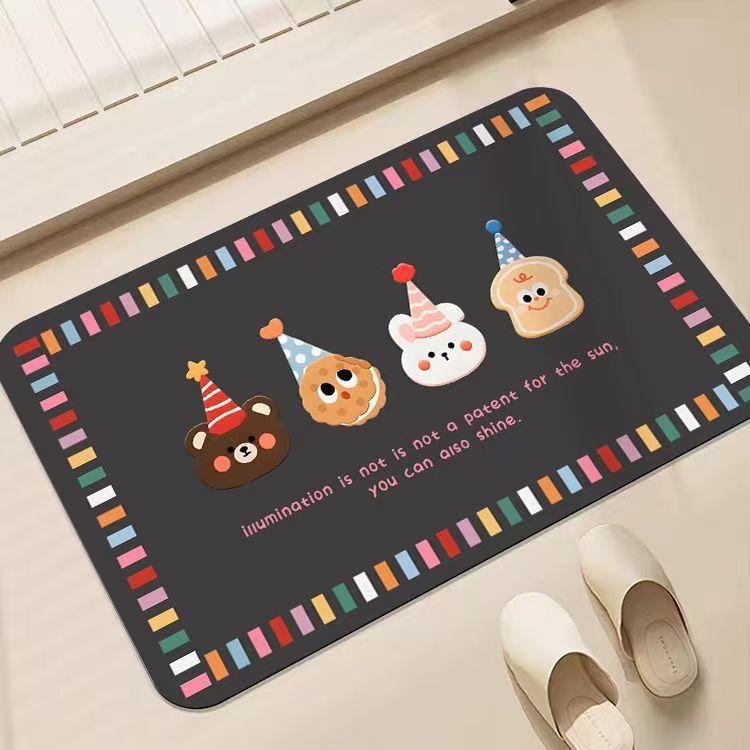 Cartoon Bear Rabbit Bathroom Non Slip Mat Cute and Simple Bathroom Entrance Hand Pool Non Slip Mat Home Decoration