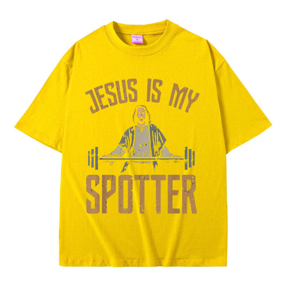 Funny Jesus Is My Spotter Christ Gym T Shirt Unisex's Harajuku Vintage T Shirts Cotton O-Neck Oversized T-shirts Streetwear Unisex