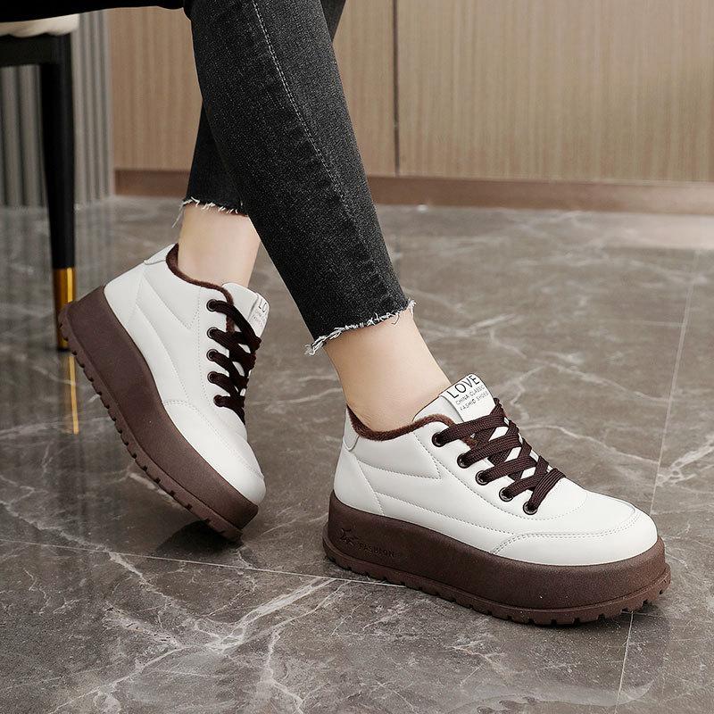 KT2812 new women's autumn and winter outer wear solid color snow cotton shoes sports and leisure velvet cotton thick sole warm