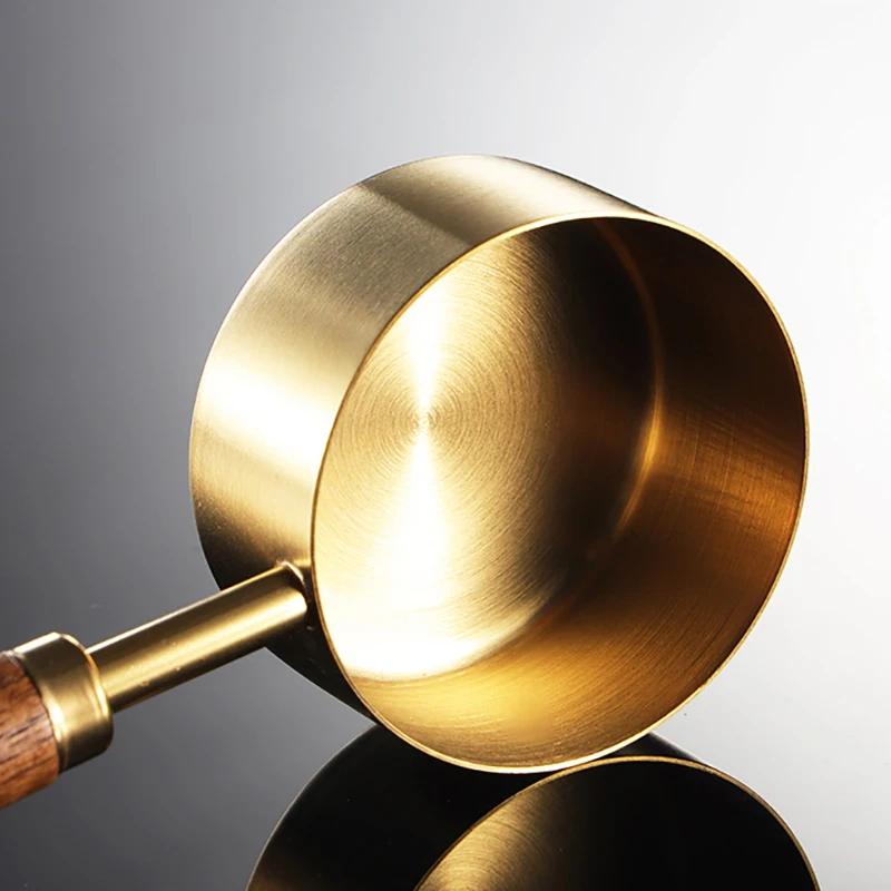 8Pcs Wooden Handle Stainless Steel Measuring Cups Spoons Baking Tools Coffee Measuring Spoon Set Bartending Scale Accessories