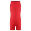 Kids Girls Gymnastics Dance Bodysuit Round Neck Sleeveless Back Invisible Zipper Thigh Length Jumpsuit for Practice Training