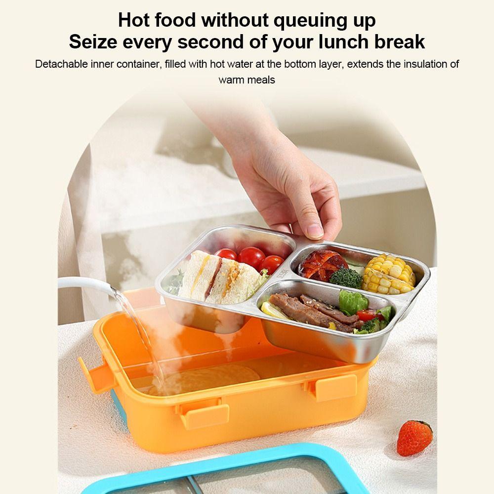 3 Compartments Thermal Lunch Box 304 Stainless Steel Bento Lunch Box  for Office Workers