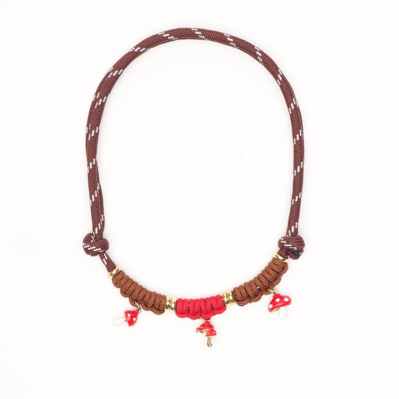 Personalized Valentine'S Day Hamburger Fries Pendant Color Rope Knitted Rope Necklace Electroplating Gold Color Preservation Batch