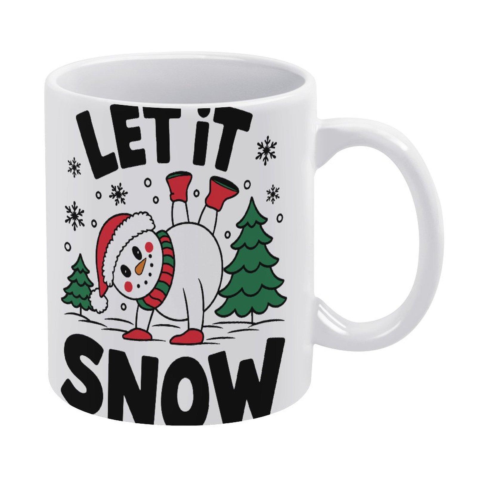 

1pc 11oz blank ceramic mug, double-sided printed drink cup, solid ceramic body, smooth interior, clean white style for modern home living