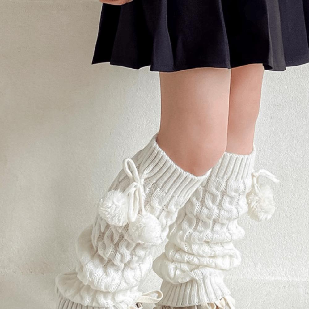 

Balletcore Knitted Leg Cover JK Plush Ball Leg Socks Fashion Children s Leg Warmers Baby белый