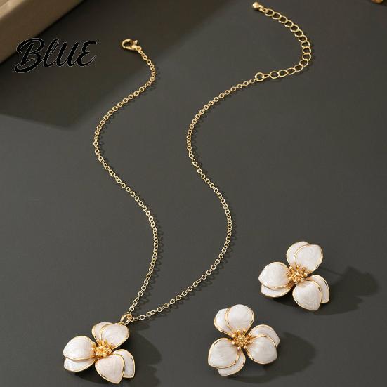 Minimalist Jewelry Set 2Pcs/Set Women Enamel Flower Charm Adjustable Beautiful