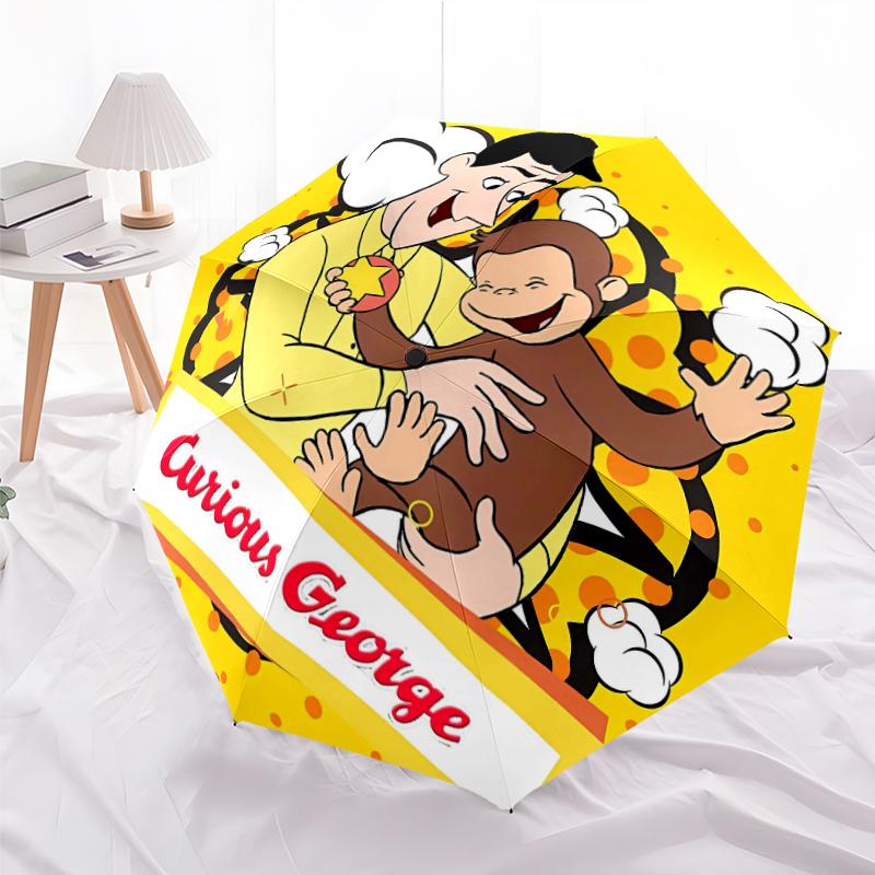 1pc Curious George (7) Umbrella, Sun Protection, And UV Shielding. It Has Eight Sturdy Ribs for Outdoor Use And Perfect Gift