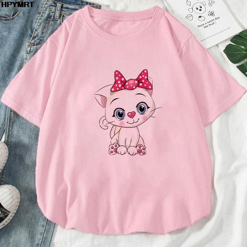 Moda Harajuku Calle de Verano ropa para mujer Camiseta con Estampado de Dibujos animados chica suave acogedora Casual linda manga corta Camisa Kawaii