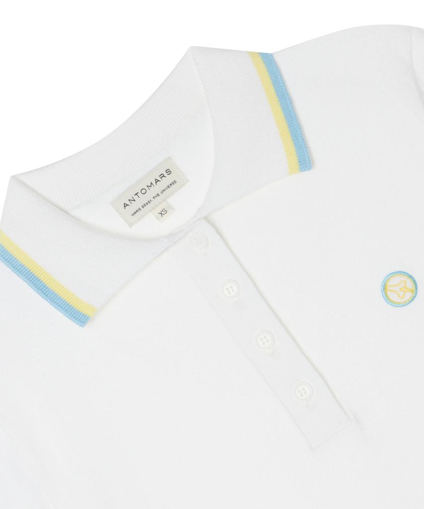 Antomas Circle Spaceship Logo Knit Polo Women - White