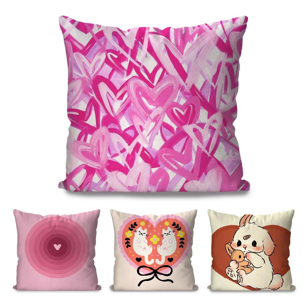 1pc Love Full Screen Cartoon Pillow Case Square Pillow BedroomSofa Leisure Comfort Cushion Car Living Room Home Decoration 40X40