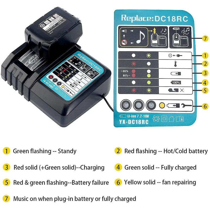 DC18RCT Li-ion Battery Charger for Charger 18V 14.4V BL1830 Bl1430 DC18RC DC18RA Power tool 3A Charging Current EU plug