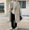 Men's Double-Breasted Mid-Length Windbreaker – Casual Trendy Solid Color Hong Kong Style Outerwear