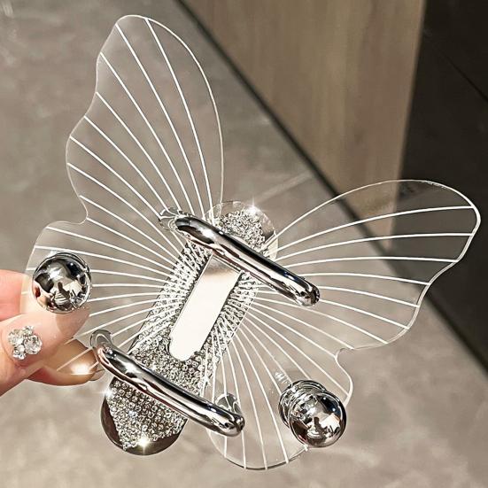 Transparent Hook Strong Load-bearing Butterfly Shape Simple Installation Self Adhesive Key Towel Hook Storage Rack