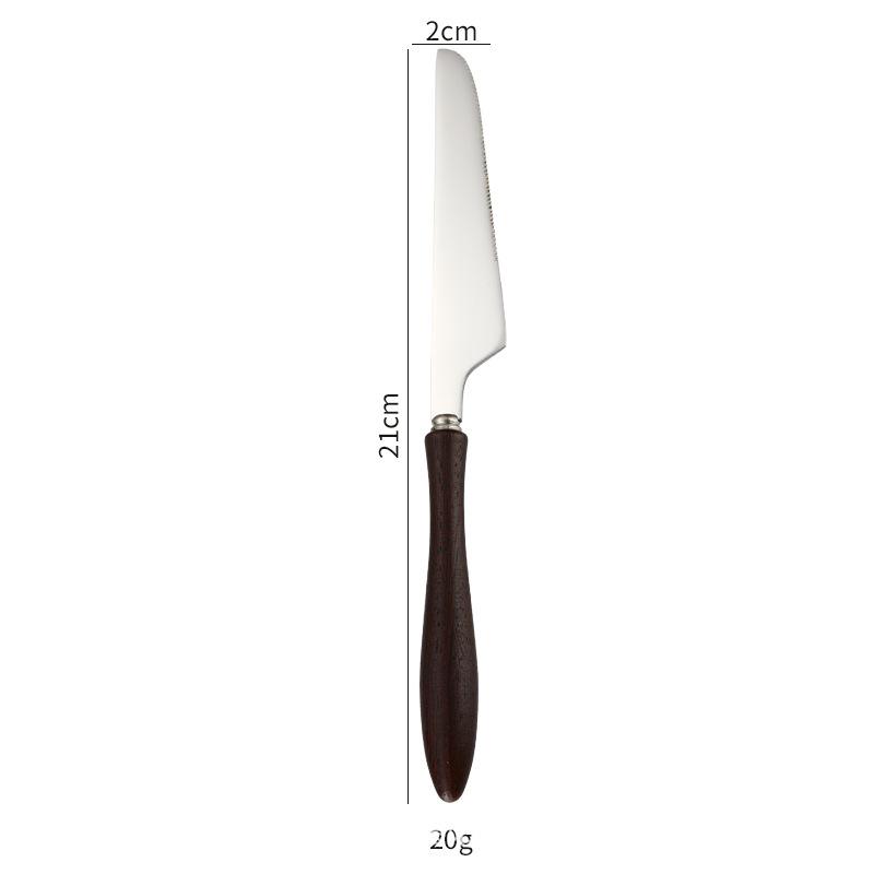 304 Stainless Steel Western Tableware Knife Fork Spoon Dessert Fork Spoon Solid Wood Handle Fork Spoon Steak Knife Restaurant