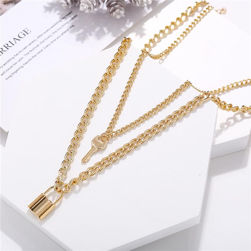 Fashion Lock Pendants Necklaces Women 