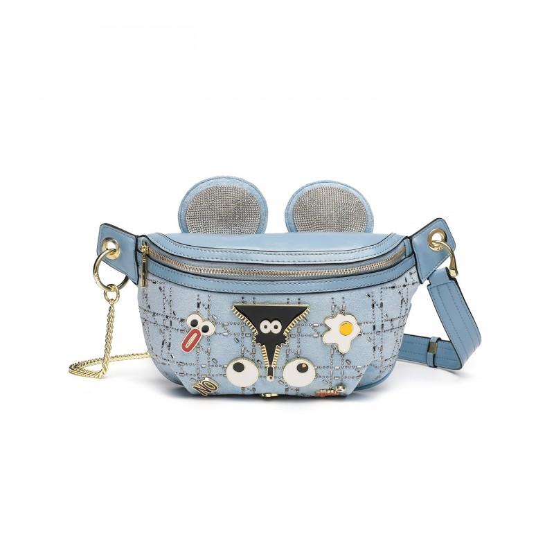 Fashion Trendy Womens Crossbody Bag Badge Color-block Rhinestone Chain Small Shoulder 2966