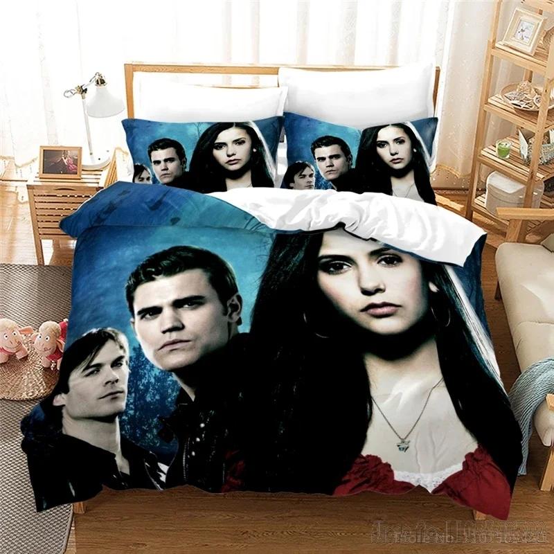 Serial telewizyjny 3D Pamiętniki wampirów Nieślubne dziecko Zestaw poszwy na kołdrę HD Poszwa na kołdrę Pościel dla dzieci Zestawy pościeli Dekoracja sypialni