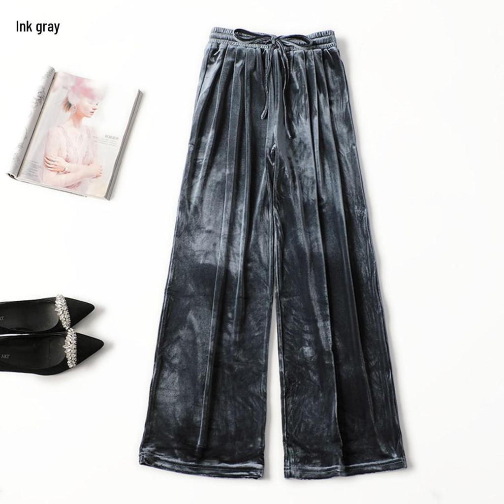Autumn Silk Velvet Women's Long Casual Pants