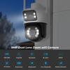 EU Plug 8MP PTZ Wifi Camera Outdoor Night Vision Dual Screen Human Detection 4MP Security Protection CCTV Surveillance IP Camera