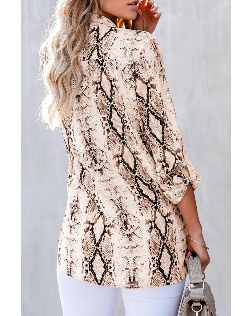 Azura Exchange Snake Print Shirt with Pockets
