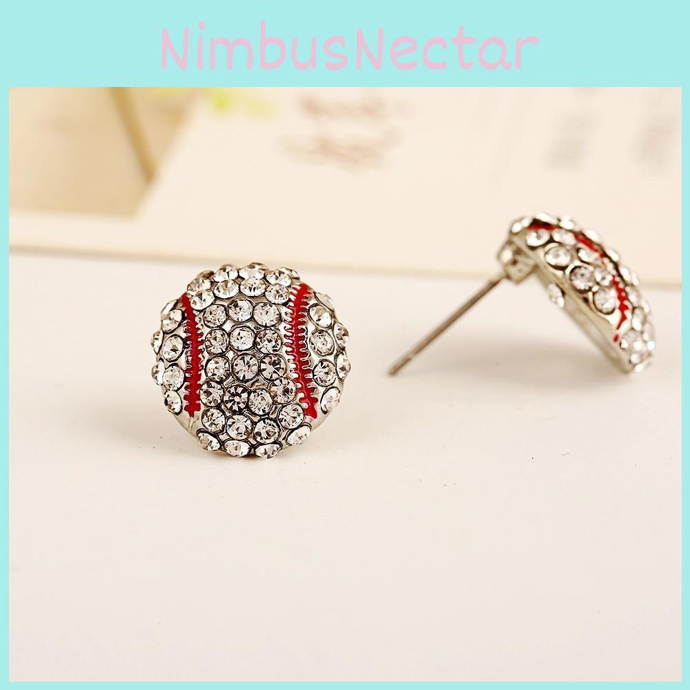 Trend Basketball Spring Baseball Volleyball Earrings With Zirconia Sparkling