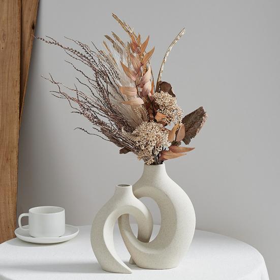 Vase Ornament, Resin Decorative Vase Sculpture, Table Decor for Living Room Bedroom Office Home Balcony Indoor