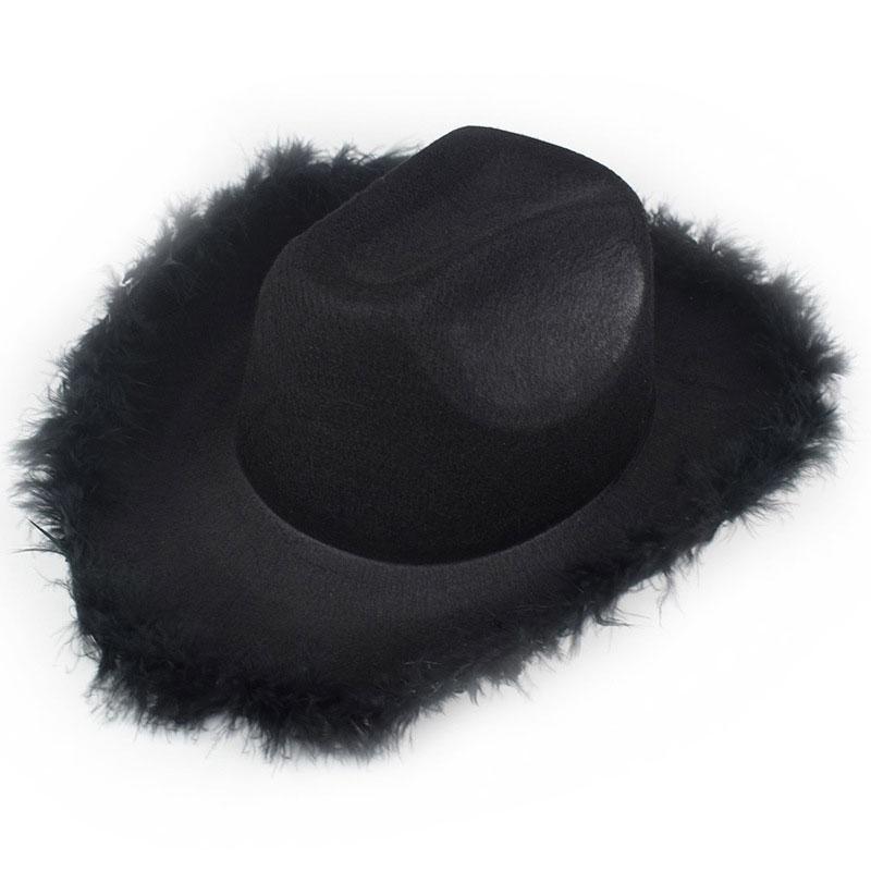 1 Pezzo Cappello Performance Tessuto Non Tessuto Costume da Sala da Ballo Festival Piumato Decorazioni Cinturino Cowboy