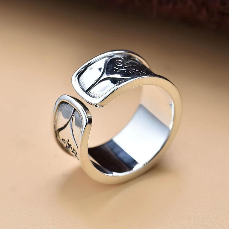 Adjustable Vintage Mens Ring With Scrollwork Design Sterling Unisex Statement Jewelry
