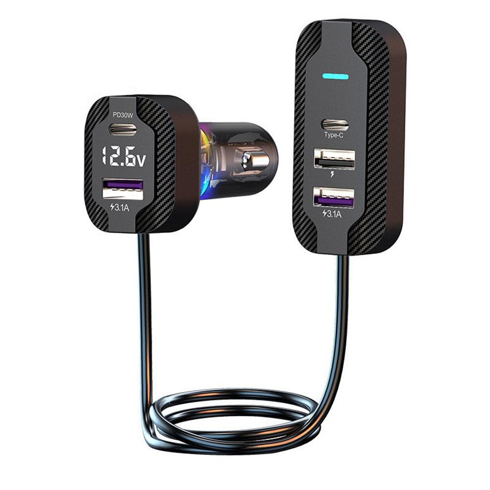 Car Charger 66W Super Fast Charging PD QC3.0 USB C Car Phone Charger Type C Ear Seat Multi-port Wired Phone Charger for Cars