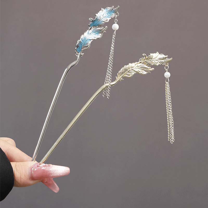 Vintage Metall Feder Quaste Haarstäbe Für Frauen Mädchen Chinesischer Stil Hanfu Dutt Haarstäbe Kopfschmuck Haarschmuck