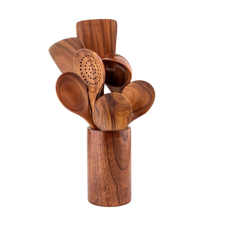 ZISIZ Kitchen Utensil Set with Wooden Holder