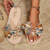 Fashion Women's Fashion Large Size Slippers Summer New Round Head Clip Toe Butterfly Knot Thick Soft Sole Non-slip Flat Sandals