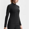 Fila Fitted Solid Color Comfortable Stand Collar Long Sleeve T-Shirt Women Tops Deep-Black A11W511205F-BK