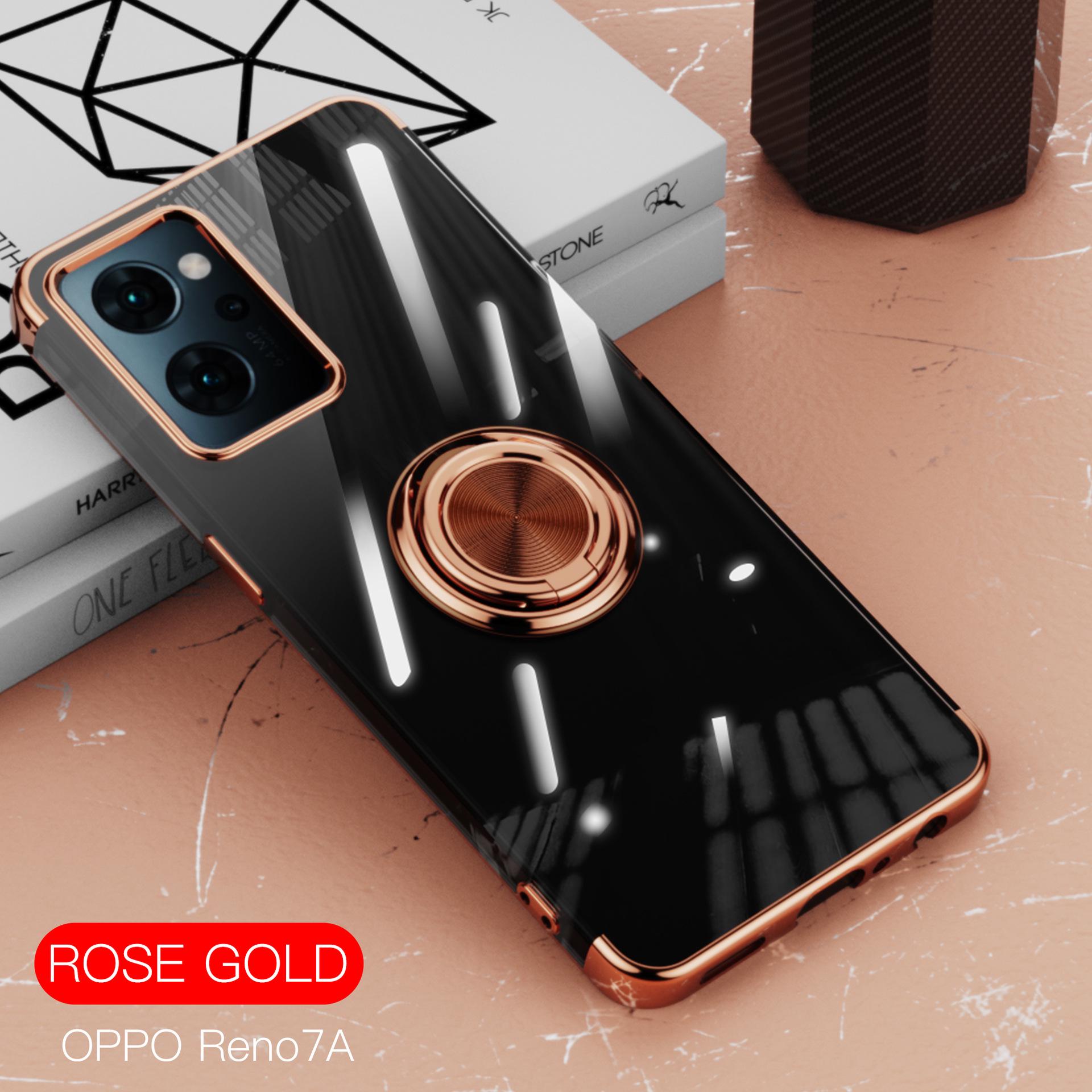 

Чехол для OPPO Reno11A : Подходит для Reno97/5A Японская версия - Прозрачная ТПУ гальванизированная защитная крышка с кольцом Reno13A Japan розового золота