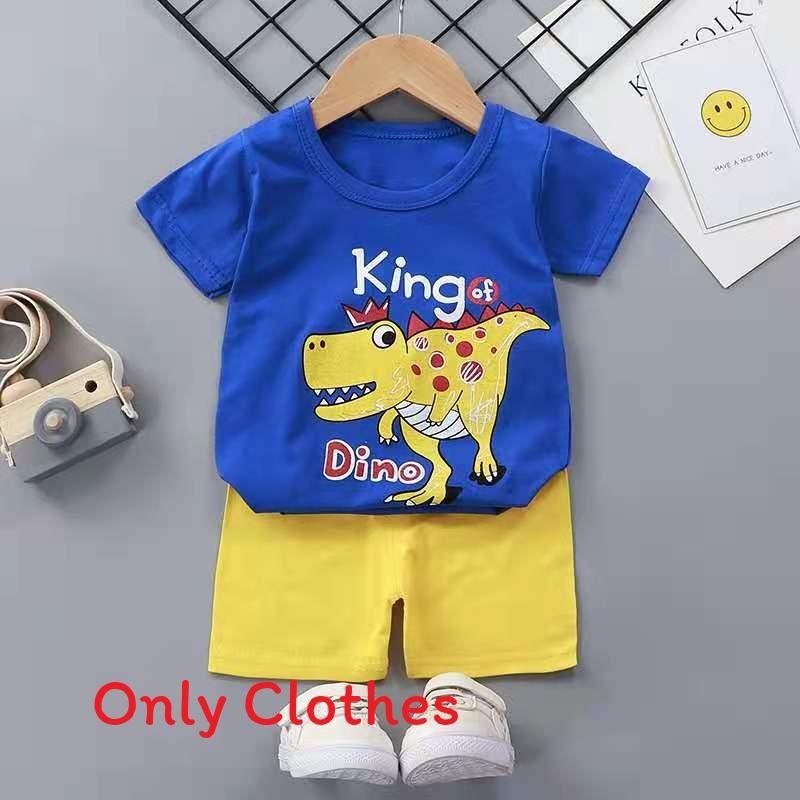 Baby Cartoon T Shirt Shorts Set With Cotton Fabric For Kids Ages 3 To 8