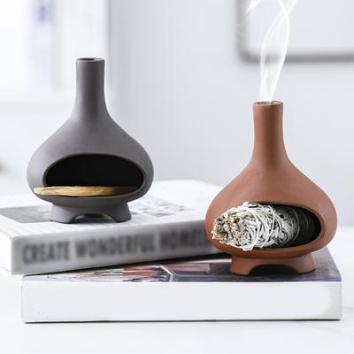 Handgemachter Palo Santo Halter aus Keramik mit Salbei-Stick, Räucherschale, Kegel, Räuchergefäß, Chimenea, Yoga, Meditation, Zen-Dekoration