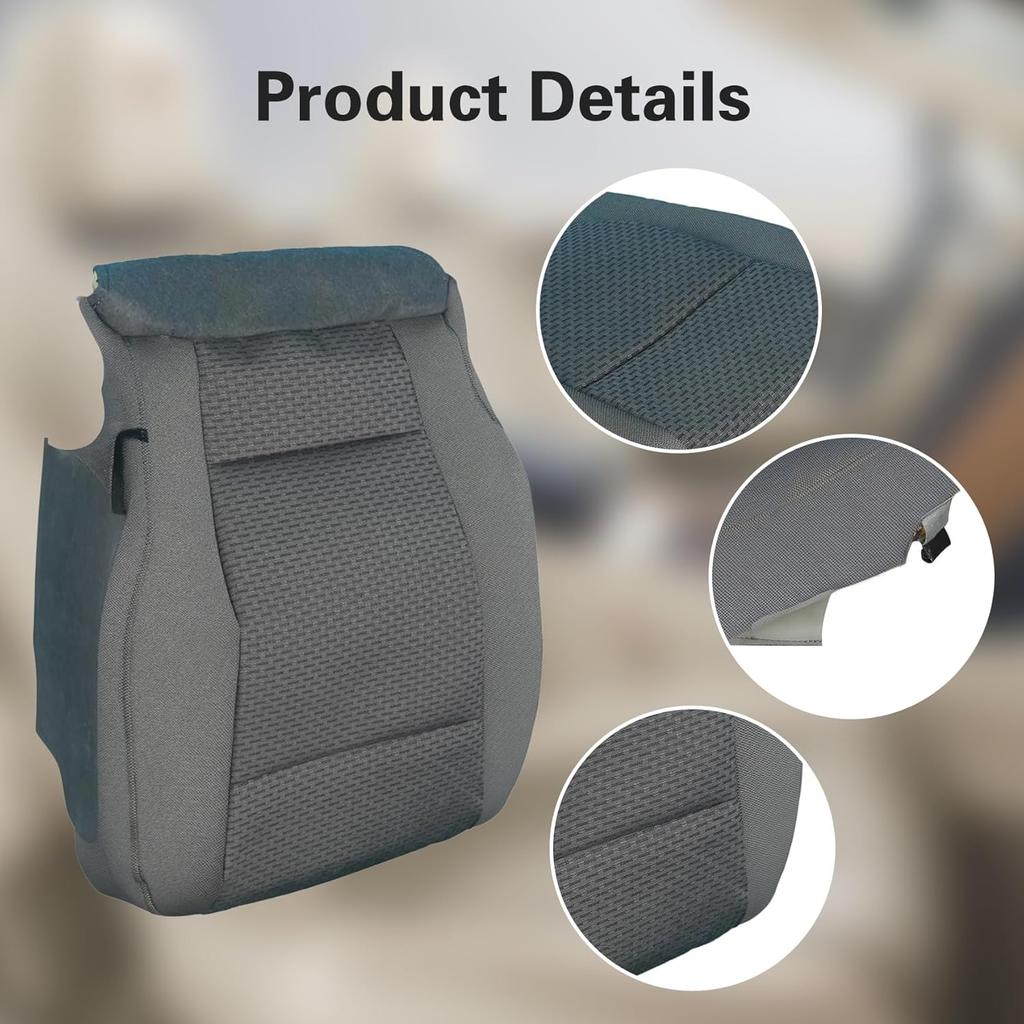 Medium Gray Cloth Driver Side Bottom Seat Cover Compatible with Ford F150 XLT 2015 2016 2017 2018