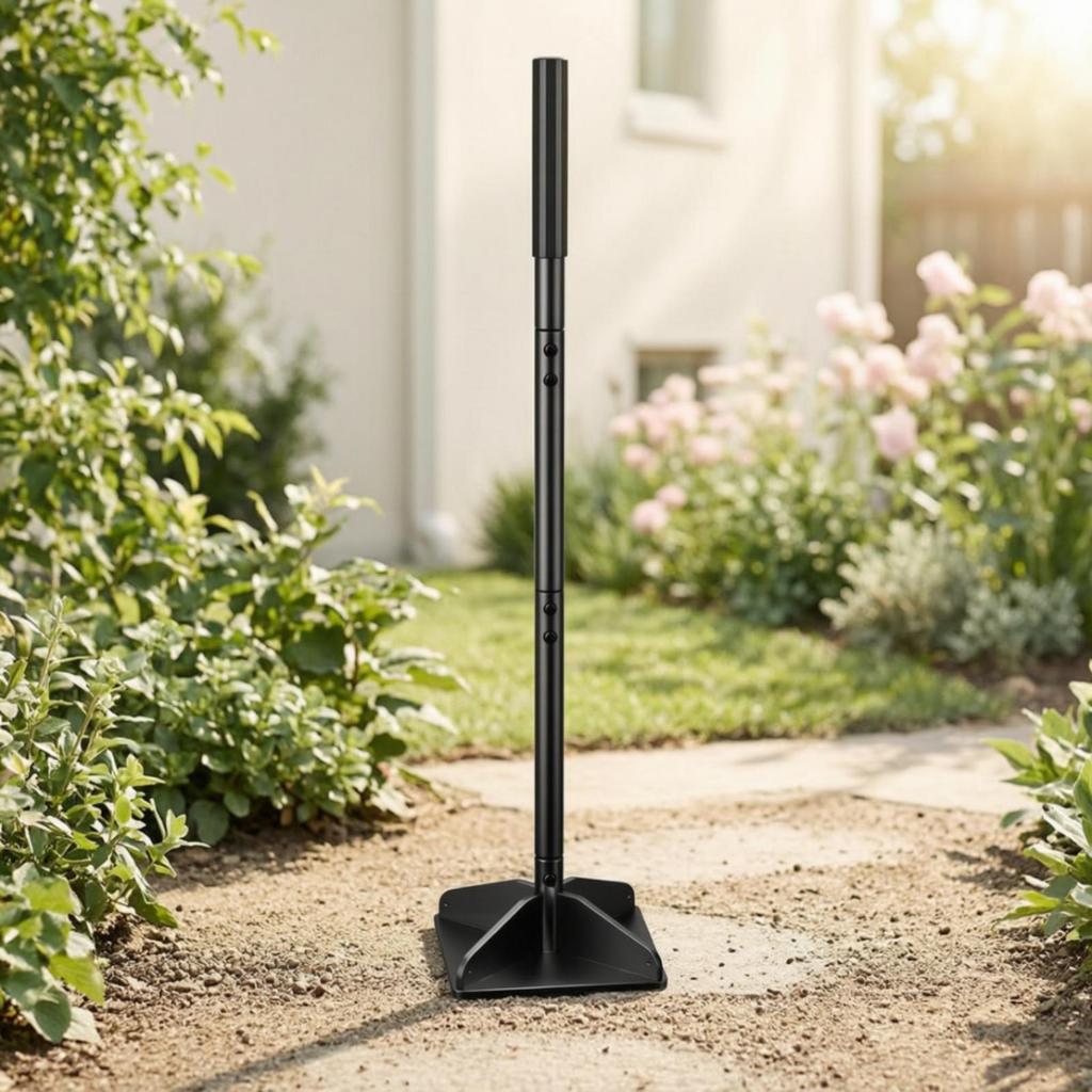 Flat-base Tamper Heavy Duty Soil Tool Steel Handle Dirt Rammer Compactor