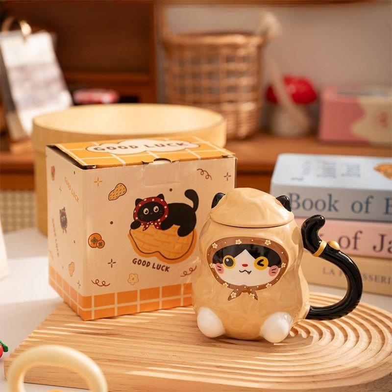 

Cute Feet Peanut Footed Cat Ceramic Mug Girls Office Coffee Milk Cup Home Breakfast Cups Birthday Gift Drinkware 301-400ml