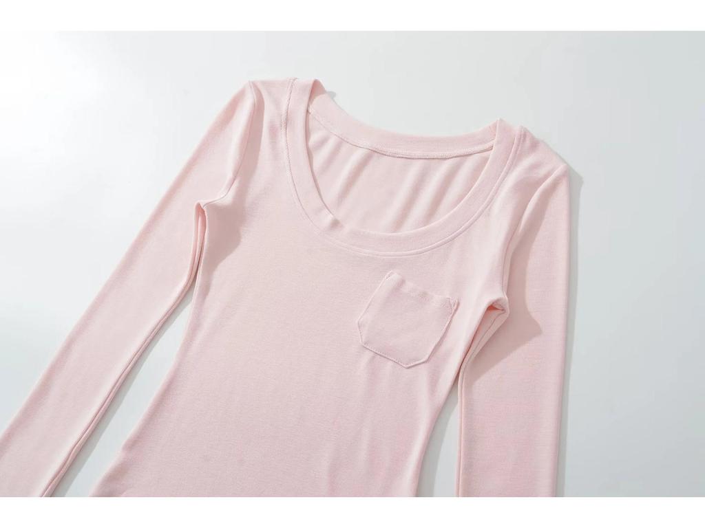 Spicy Girl Style Sexy Figure-Hugging Long Sleeve Round Neck T-Shirt for Women - Spring 2026 Trendy Slimming Top