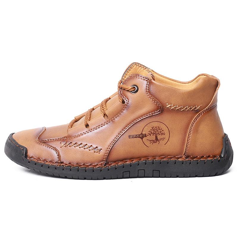 

Мужские высокие ботинки Мужская корейская версия Модные повседневные кожаные туфли средней высоты Ботинки Martin большого размера Мужские британские осенние короткие ботинки 48 коричневый